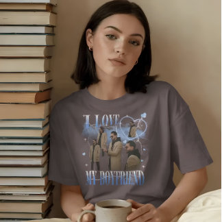 Aangepaste foto ik hou van mijn vriend retro bootl t-shirt