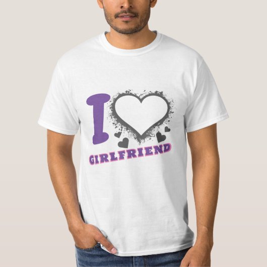 Aangepaste foto Ik hou van mijn Vriendin I hart GF T-shirt (Voorkant)