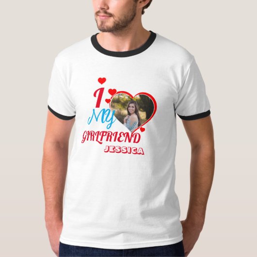 Aangepaste foto: "Ik hou van mijn Vriendin Jessica T-shirt (Voorkant)