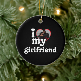 Aangepaste foto Ik hou van mijn vriendin Valentijn Keramisch Ornament