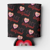 Aangepaste foto Ik hou van mijn Vriendin zwarte Ko Blikjeskoeler (Voorkant)