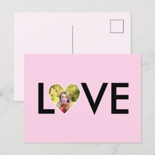 Aangepaste Foto in Baby Pink Heart Lijst Briefkaart