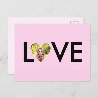 Aangepaste Foto in Baby Pink Heart Lijst Briefkaart