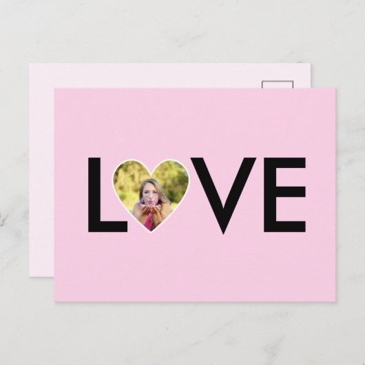 Aangepaste Foto in Baby Pink Heart Lijst Briefkaart (Voorkant / Achterkant)