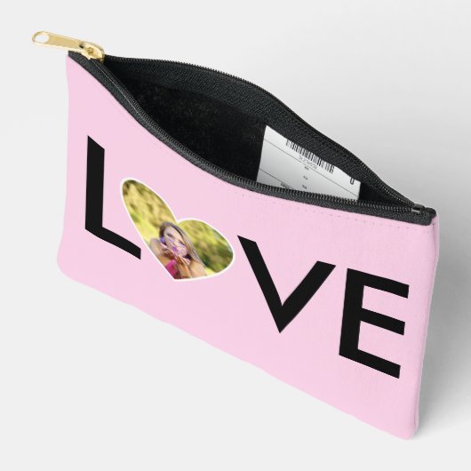 Aangepaste Foto in Baby Pink Heart Lijst Etui (Open)