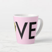 Aangepaste Foto in Baby Pink Heart Lijst Latte Mok (Rechterhoek)