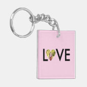 Aangepaste Foto in Baby Pink Heart Lijst Sleutelhanger (Voorkant Links)