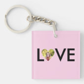 Aangepaste Foto in Baby Pink Heart Lijst Sleutelhanger (Voorkant)