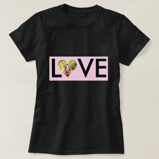 Aangepaste Foto in Baby Pink Heart Lijst T-shirt (Design voorkant)