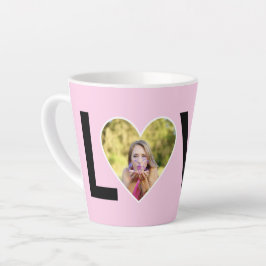 Aangepaste foto in babyroze hartlijst latte mok