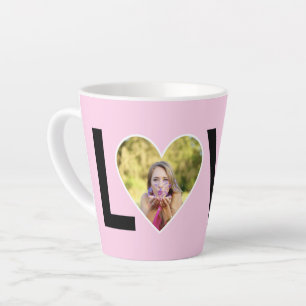 Aangepaste foto in babyroze hartlijst latte mok