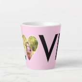 Aangepaste foto in babyroze hartlijst latte mok (Voorkant)