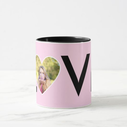 Aangepaste foto in babyroze hartlijst mok (Midden)