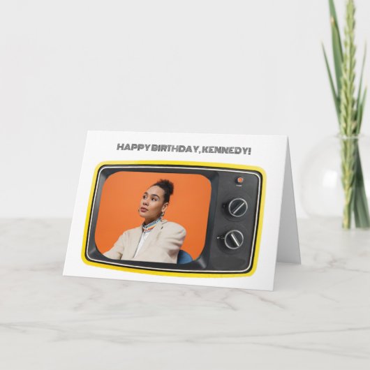 Aangepaste foto in  gele tv-Pop Art Style Kaart (Voorkant)