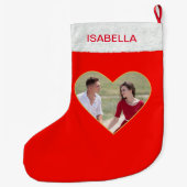 Aangepaste foto in kerstsok met hartvorm (Achterkant)