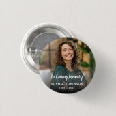 Aangepaste foto in liefdevolle herinnering begrafe ronde button 3,2 cm (Voorkant /achterkant)