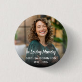 Aangepaste foto in liefdevolle herinnering begrafe ronde button 3,2 cm (Voorkant)
