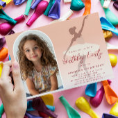 Aangepaste foto in roze silhouet ballerina verjaar kaart