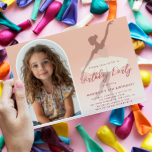 Aangepaste foto in roze silhouet ballerina verjaar kaart