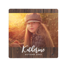 Aangepaste foto in rustieke donkerbruine houten pl