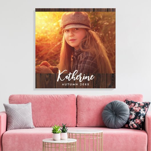 Aangepaste foto in rustieke donkerbruine houten pl canvas afdruk (Insitu (Woonkamer))
