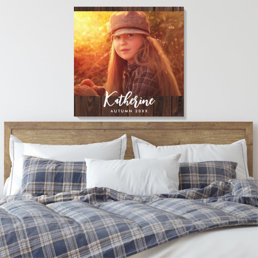 Aangepaste foto in rustieke donkerbruine houten pl canvas afdruk (Insitu (Slaapkamer))