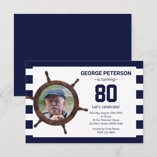 Aangepaste foto in uitnodiging voor roodder Birthd (Voorkant / Achterkant)