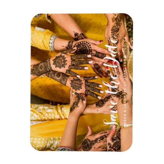 aangepaste foto Indiase henna opslaan van de datum Magneet (Verticaal)