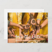 Aangepaste foto Indische bruiloft Opslaan Datum Aankondigingskaart (Voorkant / Achterkant)