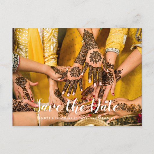 Aangepaste foto Indische bruiloft Opslaan Datum Aankondigingskaart (Voorkant)