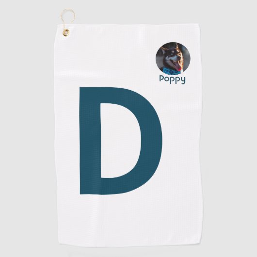 Aangepaste Foto & Initiaal Monogram Sjabloon Golfhanddoek (Voorkant)