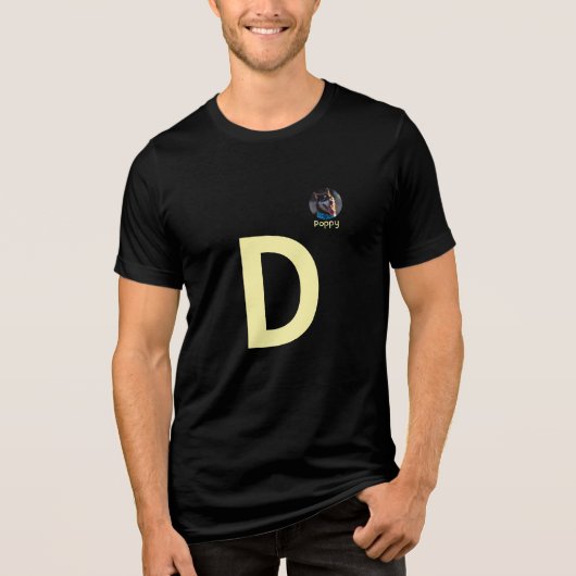 Aangepaste Foto & Initiaal Monogram Sjabloon T-Shi Tri-Blend Shirt (Voorkant)
