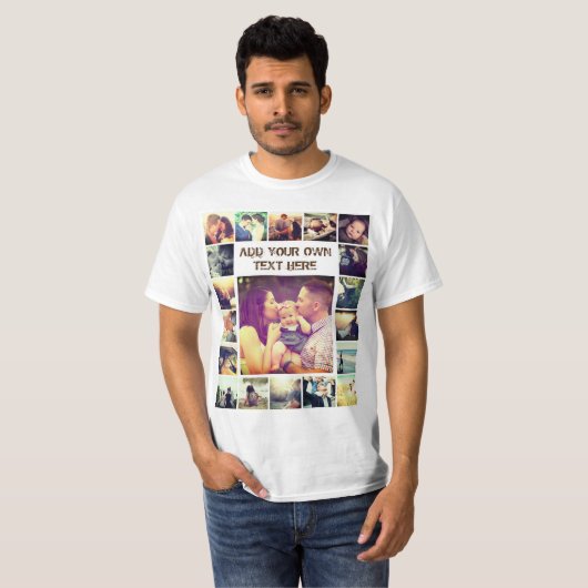 Aangepaste foto-inkeping en tekst t-shirt (Voorkant volledig)