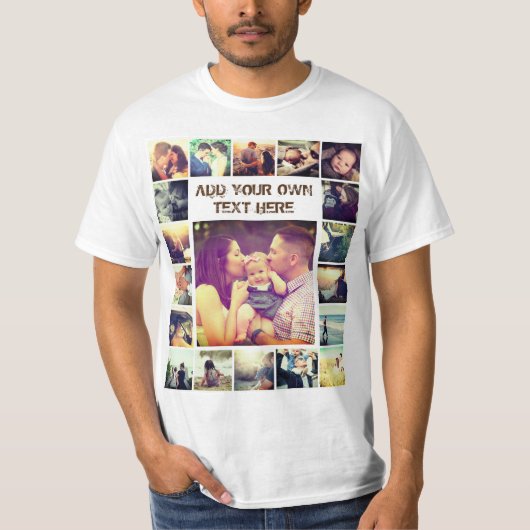 Aangepaste foto-inkeping en tekst t-shirt (Voorkant)