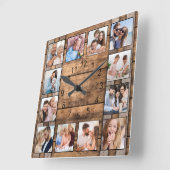 Aangepaste foto-inkeping Rustige houtwijn Barrel Vierkante Klok (Hoek)