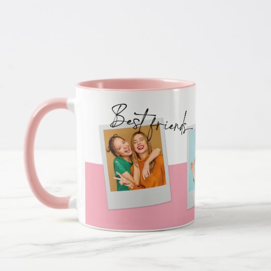 Aangepaste foto-inklage BFF Besties Roze Script Cu Mok (Links)