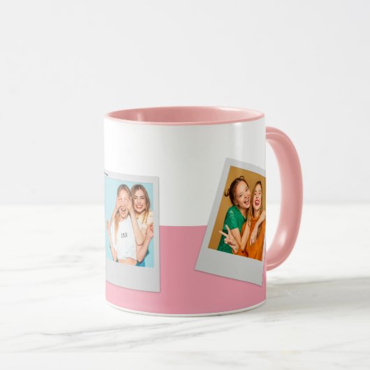 Aangepaste foto-inklage BFF Besties Roze Script Cu Mok (Voorkant rechts)