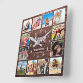 Aangepaste foto-inklage-liefdesscript voor familie vierkante klok (Hoek)