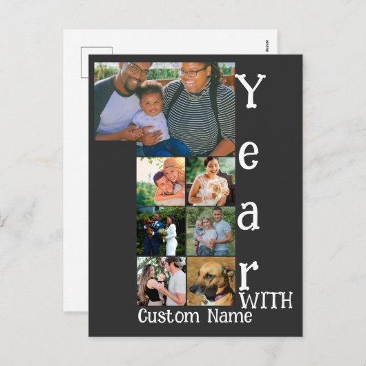 Aangepaste foto-inklage voor 1 trouwdag 7 feestdagenkaart (Voorkant / Achterkant)