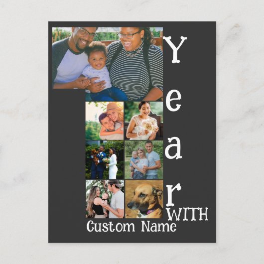 Aangepaste foto-inklage voor 1 trouwdag 7 feestdagenkaart (Voorkant)