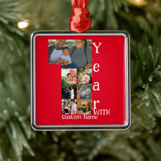 Aangepaste foto-inklage voor 1 trouwdag 7 metalen ornament (Boom)