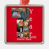 Aangepaste foto-inklage voor 1 trouwdag 7 metalen ornament (Voorkant)