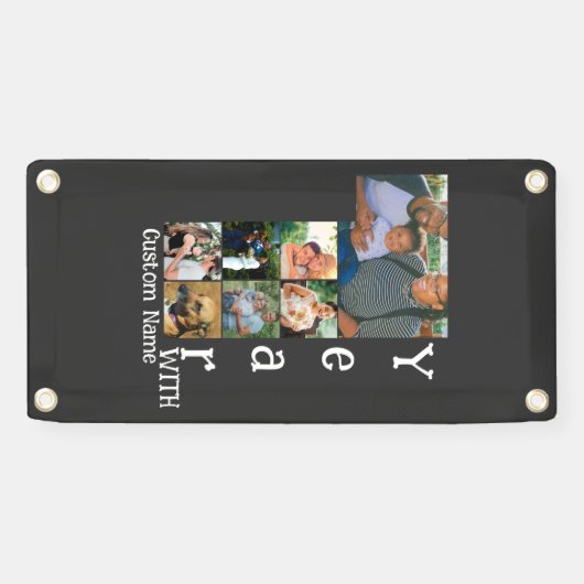 Aangepaste foto-inklage voor 1 trouwdag 7 spandoek (Horizontaal)