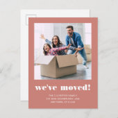 Aangepaste foto-inkttypografie Terracotta Moving Aankondigingskaart (Voorkant / Achterkant)
