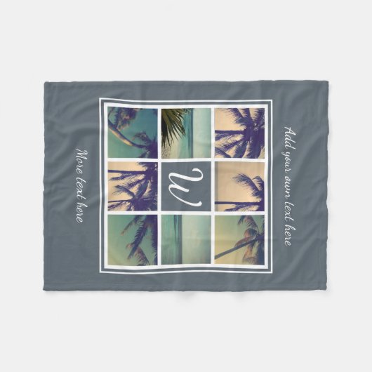 Aangepaste foto-inkuildeken met monogram fleece deken (Voorkant (Horizontaal))