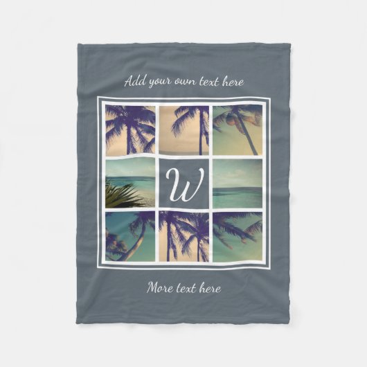 Aangepaste foto-inkuildeken met monogram fleece deken (Voorkant)