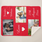 Aangepaste foto-inkuiling bruiloft Datum rood Sherpa Deken (Voorkant (horizontaal))