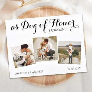 Aangepaste foto-inkuiling Dog of Honor Elopement Aankondigingskaart