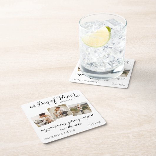 Aangepaste foto-inkuiling Pet Dog opslaan Datumkaa Kartonnen Onderzetters (Insitu)