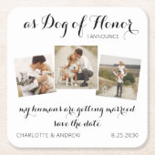 Aangepaste foto-inkuiling Pet Dog opslaan Datumkaa Kartonnen Onderzetters (Voorkant)